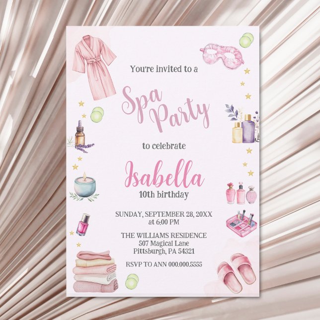 Convites Festa Spa Menina Bela Aquarela Glam Aniversário (Criador carregado)