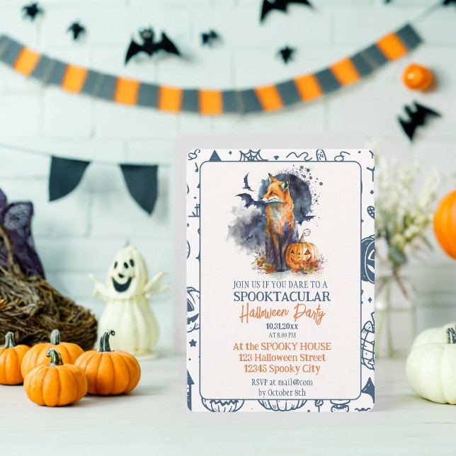 Convites Festa Spooktacular de Fox e Pumpkin no Halloween (Criador carregado)