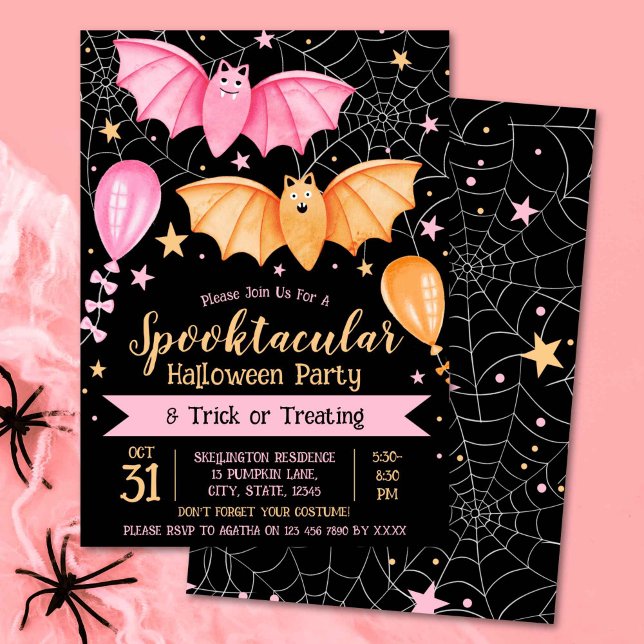 Convites Festa Spooktacular de Halloween e Truque ou Tratam (Spooktacular Halloween Party and Trick or Treating Invitation)