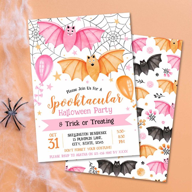Convites Festa Spooktacular de Halloween e Truque ou Tratam (Spooktacular Halloween Party and Trick or Treating Invitation)