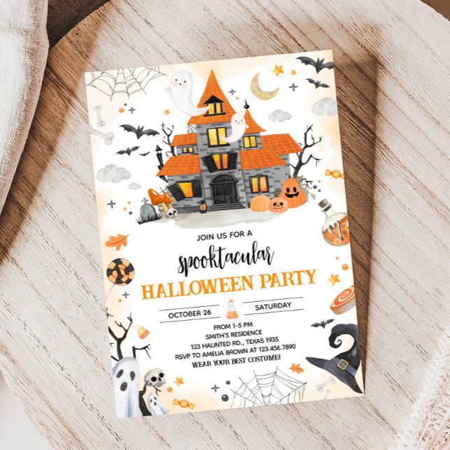 Convites Festa Spooktacular do Fantasma das Halloween (Ghost Halloween Spooktacular Party Invitation)