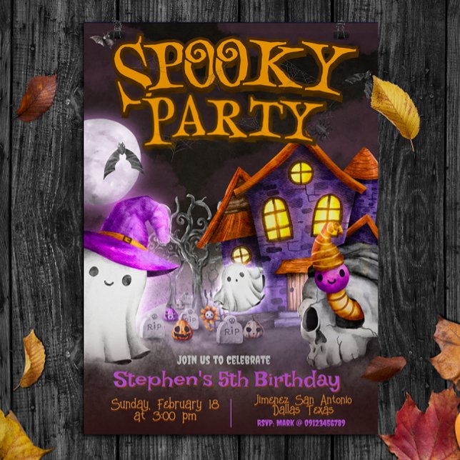 Convites Festa Spooky - Aniversário do Halloween (Spooky Party - Halloween Birthday Invitation)