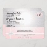 Convites Festa Spree Credit Sweet 16 de Compre Rosa Blush<br><div class="desc">Personalizar para o seu evento</div>