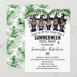 Convites Festa Summerween Bruxas Meninas Piscina