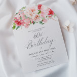 Convites FESTA SURPRESA 60.º Aniversário, Elegante Pink<br><div class="desc">Um belo e feminino convite de festas surpresa para celebrar um aniversário em estilo elegante. Este design floral tem uma borda superior de flores cor-de-rosa encantadoras e verde-colônia. Este convite está disponível como convite impresso ou download digital.</div>