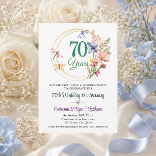 Convites Festa Surpresa 70º Aniversário de Casamento Floral
