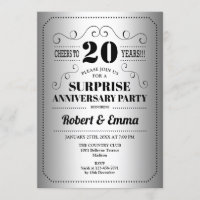 Festa Surpresa de 20º Aniversário - Preto Prata