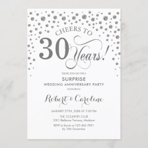 Convites Festa surpresa de 30 - Prata White