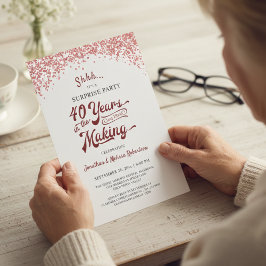 Convites Festa Surpresa de 40º Aniversário Confete Vermelho