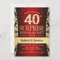 Festa Surpresa de 40 Anos - Vermelho Dourado Preto