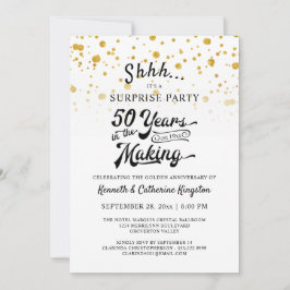 Convites Festa Surpresa de 50º Aniversário Confete Dourado
