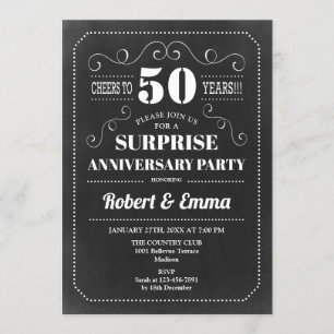 Convites Festa Surpresa de 50º Aniversário - Quadro Negro
