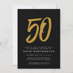 Convites festa surpresa de 50 anos preto dourado