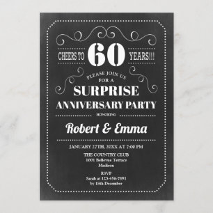 Convites Festa Surpresa de 60º Aniversário - Quadro Negro