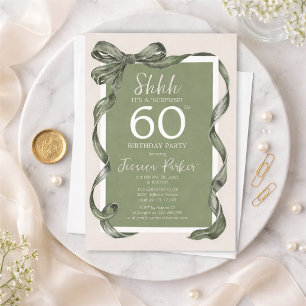 Convites Festa Surpresa de 60 Anos Elegante Verde