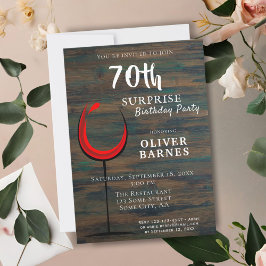 Convites Festa Surpresa de 70 Anos com Vinho Tinto e Madeir