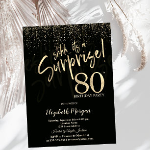 Convites Festa Surpresa de 80 Anos em Dourado Festivo