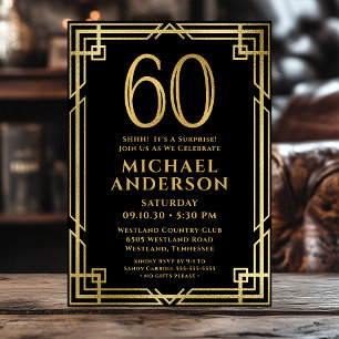 Convites Festa Surpresa de Aniversário de 60 anos com Foto