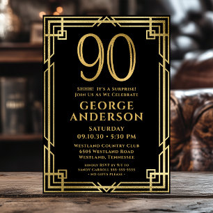 Convites Festa Surpresa de Aniversário de 90 Anos Black Gol