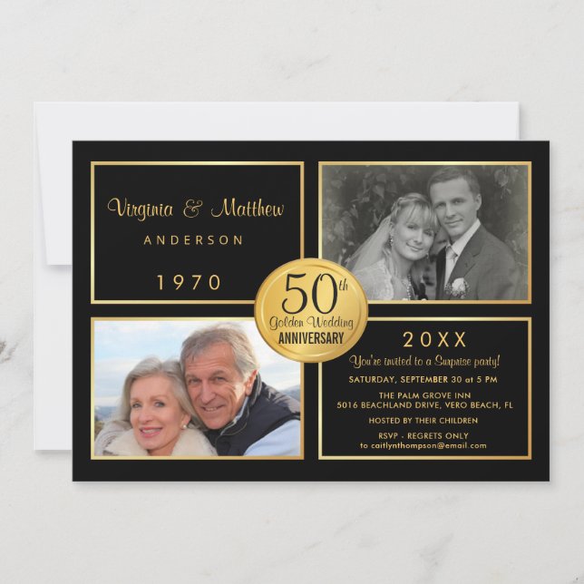 Convites Festa Surpresa de Bodas de Ouro 50 Anos (Frente)