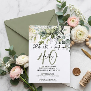 Convites Festa Surpresa Preta Elegante de Caligrafia 