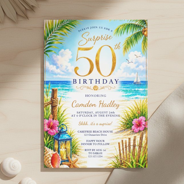 Convites Festa Surpresa Tropical de 50 Anos (Criador carregado)