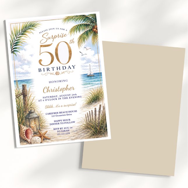 Convites Festa Surpresa Tropical de 50 Anos (Criador carregado)