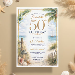 Convites Festa Surpresa Tropical de 50 Anos de Idade