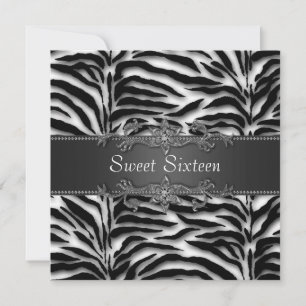 Convites Festa Sweet 16 Black Zebra