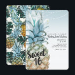 Convites Festa Sweet 16 com Luzes de Natal e Abacaxi Tropic<br><div class="desc">Personalize com o seu próprio texto</div>