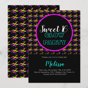 Convites Festa Sweet 16 Crazy Beam Neon Glow No Escuro