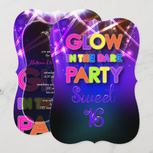 Convites Festa Sweet 16 da PixDezine, Luzes de Neon/ Laser
