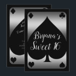 Convites Festa Sweet 16 da Silver & Black Spade Glam Casino<br><div class="desc">Personalize para qualquer evento</div>