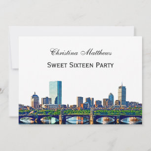Convites Festa Sweet 16 do Horizonte de Boston #2Col
