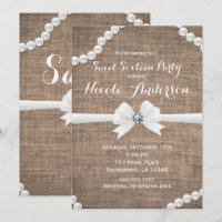 Festa Sweet 16 Glamour Rústico Burlap & Pearls