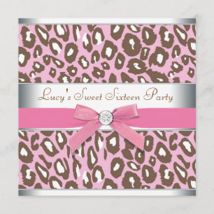 Convites Festa Sweet 16 Pink Leopard