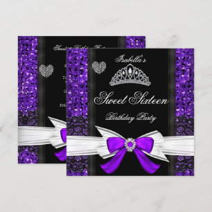 Convites Festa Sweet 16 Sweet Sixteen Brilho Roxo