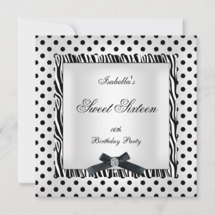 Convites Festa Sweet Sixteen 16 Preto Branco Imagem de Boli