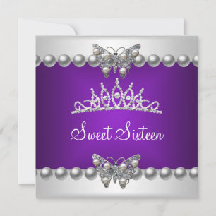 Convites Festa Sweet Sixteen 16 Roxo Branco Borboleta