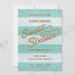 Convites Festa Sweet Sixteen com Listras Negras e Azul Bril
