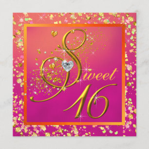Convites Festa Sweet Sixteen Laranja e Rosa
