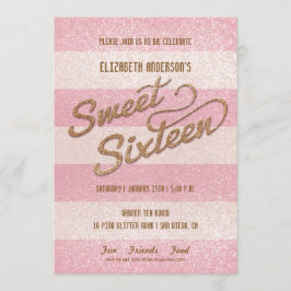 Convites Festa Sweet Sixteen Listras Cor-de-Rosa Glamour