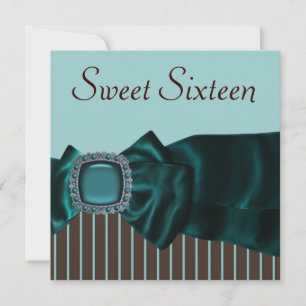 Convites Festa Teal Azul Marrom Sweet 16