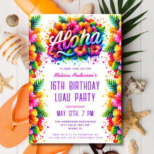 Convites Festa Tropical de Aloha Birthday Luau