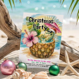 Convites Festa Tropical de Natal Jolly Seahorse