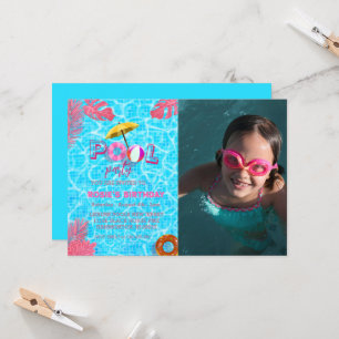 Convites Festa Tropical de Piscina de Aniversário