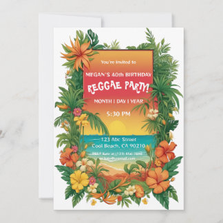 Convites Festa Tropical de Reggae Floral Personalizável