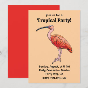 Convites Festa Tropical do Pássaro Íbis Escarlate