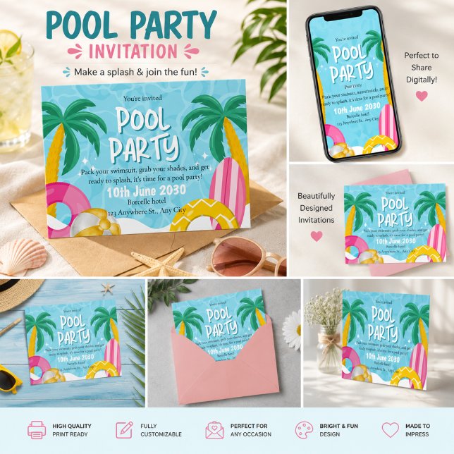 Convites Festa Tropical na Piscina (Criador carregado)