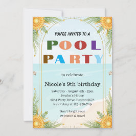 Convites Festa Tropical na Piscina - Aniversário de Nicole
